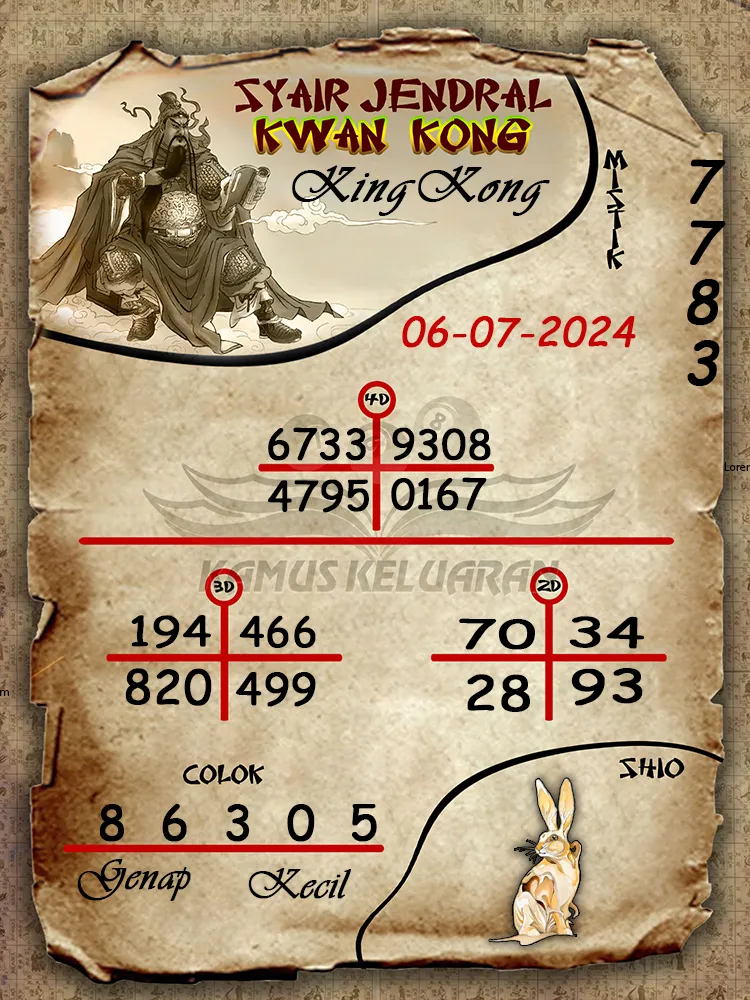 syair jendral kwan kong KingKong 06 07 2025