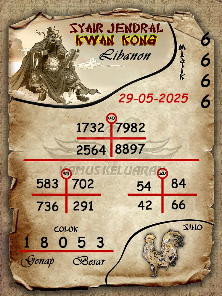 syair jendral kwan kong libanon 29 05 2025