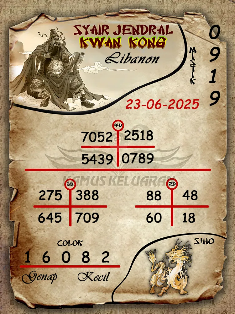 syair jendral kwan kong libanon 23 06 2025