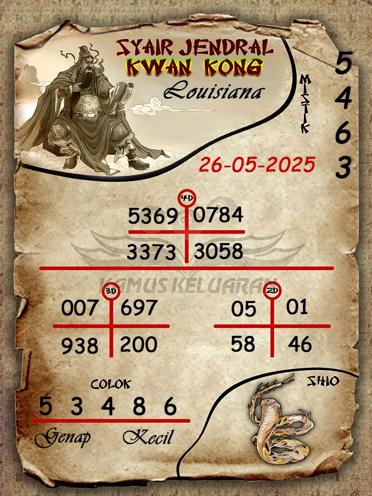 syair jendral kwan kong louisiana 26 05 2025