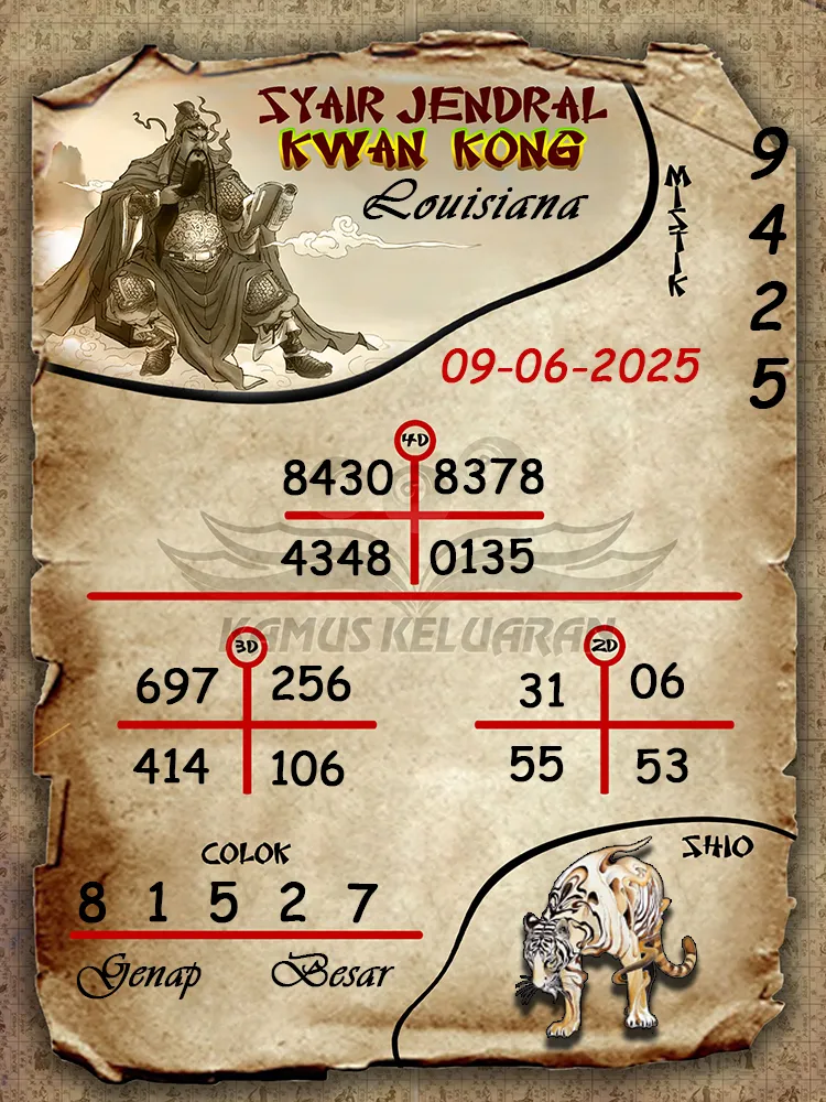 syair jendral kwan kong louisiana 09 06 2025