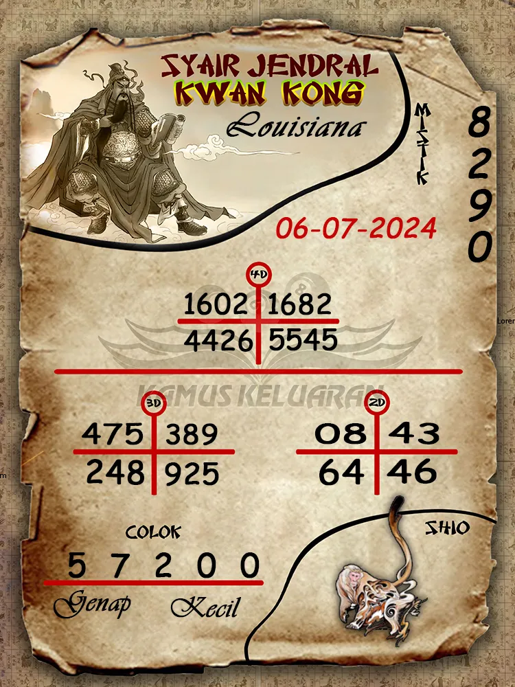 syair jendral kwan kong Louisiana 06 07 2025