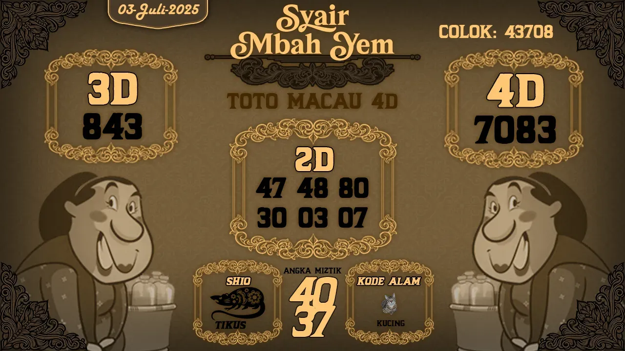 syair Mbah Yem Toto Macau 4D 03 07 2025