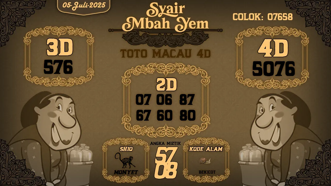 syair Mbah Yem Toto Macau 4D 05 07 2025