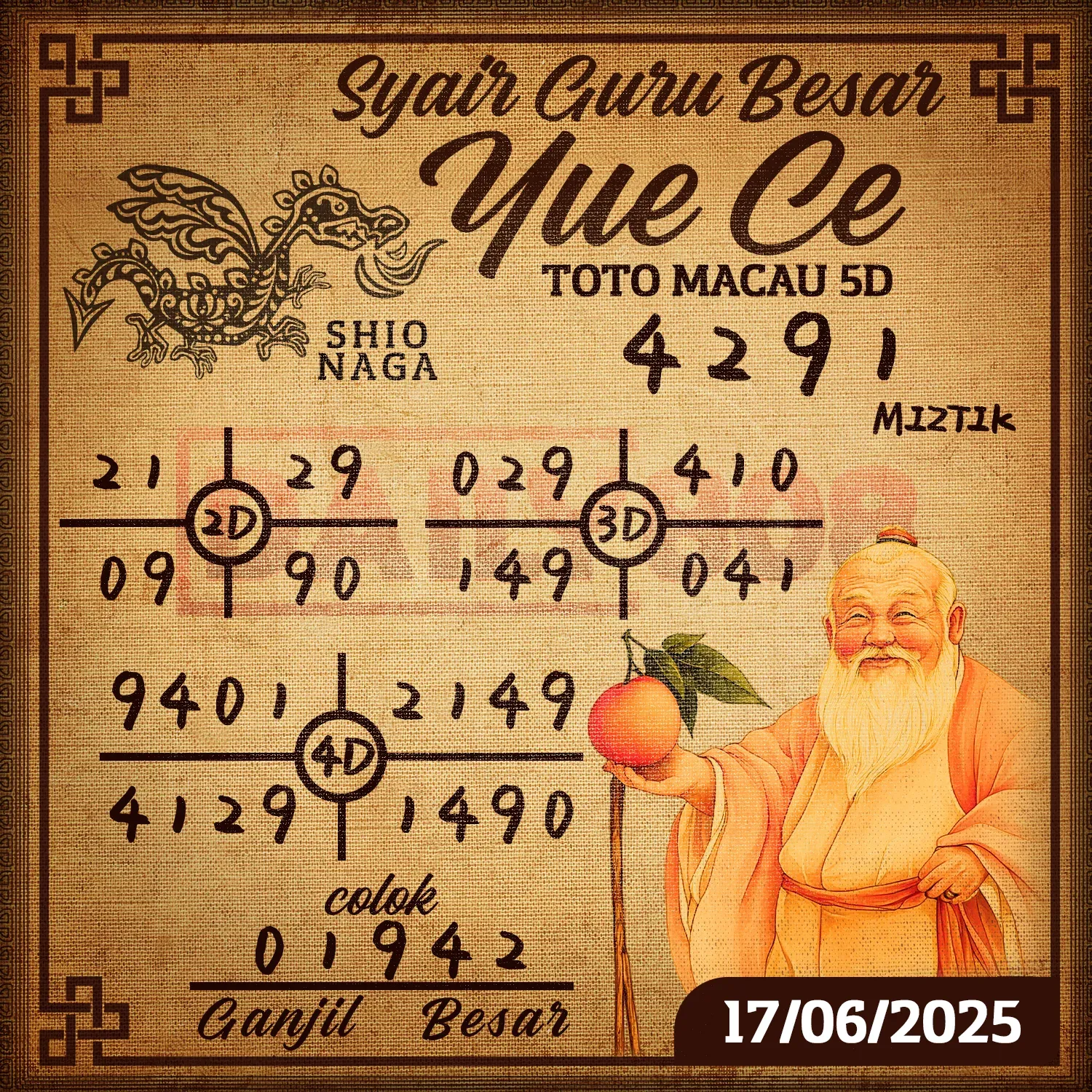 syair Yue Ce Toto Macau 5D 17 06 2025