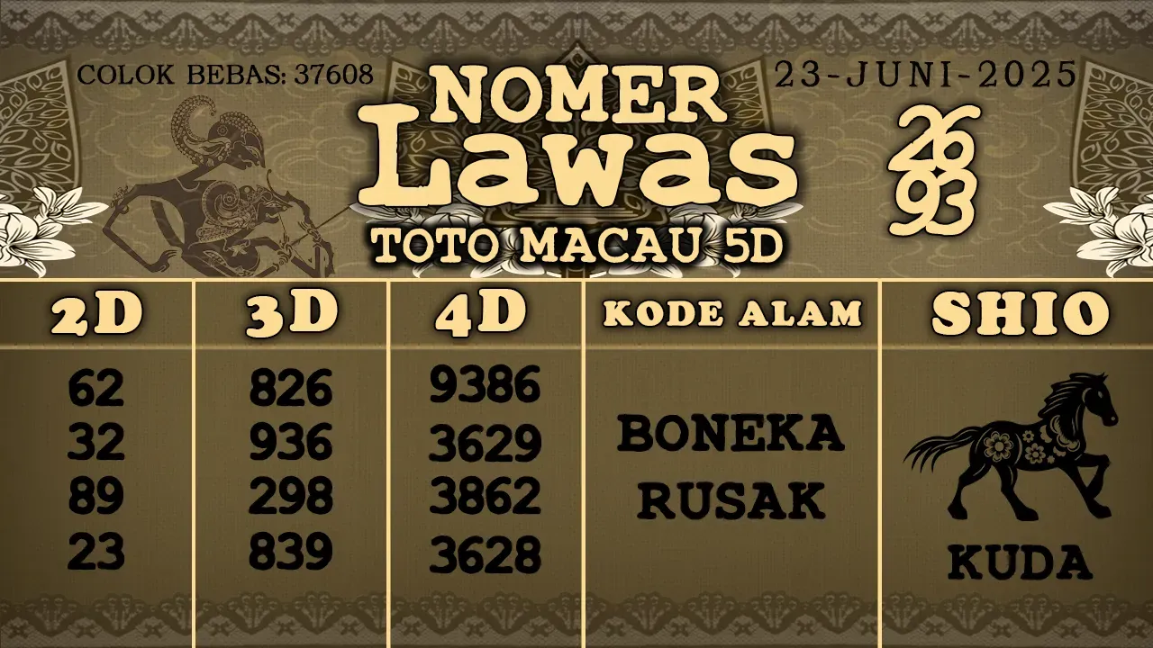 syair Nomer Lawas Toto Macau 5D 23 06 2025