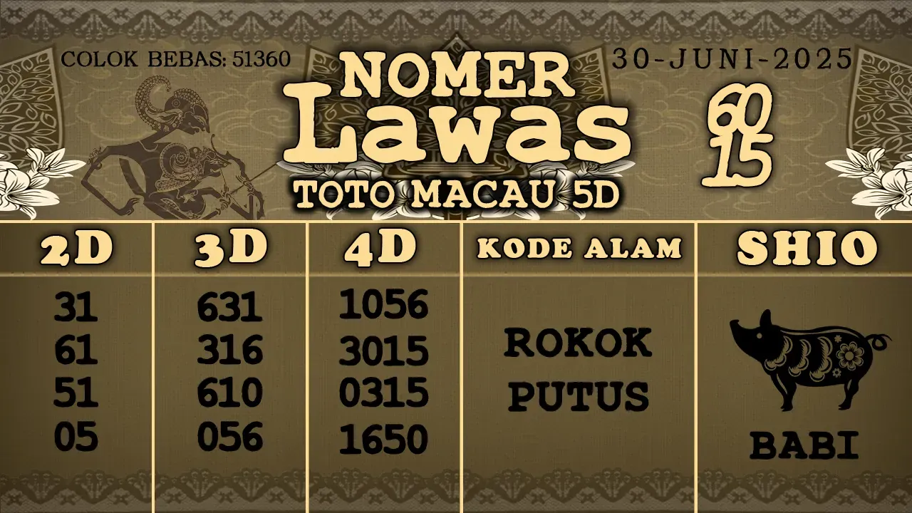 syair Nomer Lawas Toto Macau 5D 30 06 2025