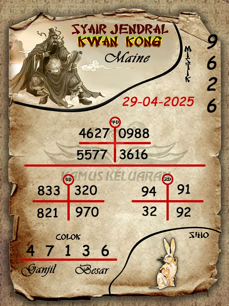 syair jendral kwan kong maine 29 04 2025