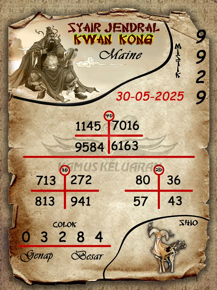 syair jendral kwan kong maine 30 05 2025