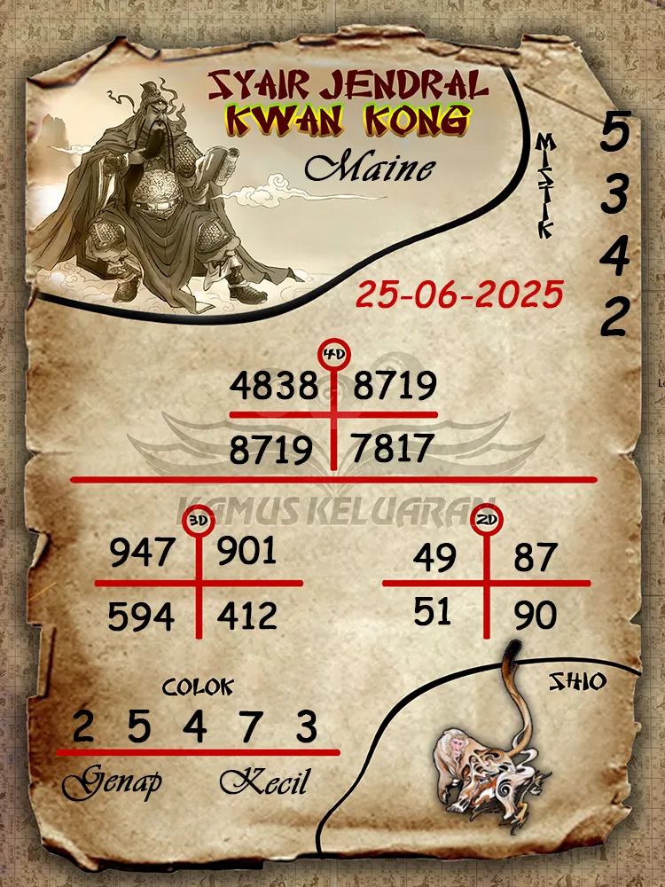 syair jendral kwan kong maine 25 06 2025