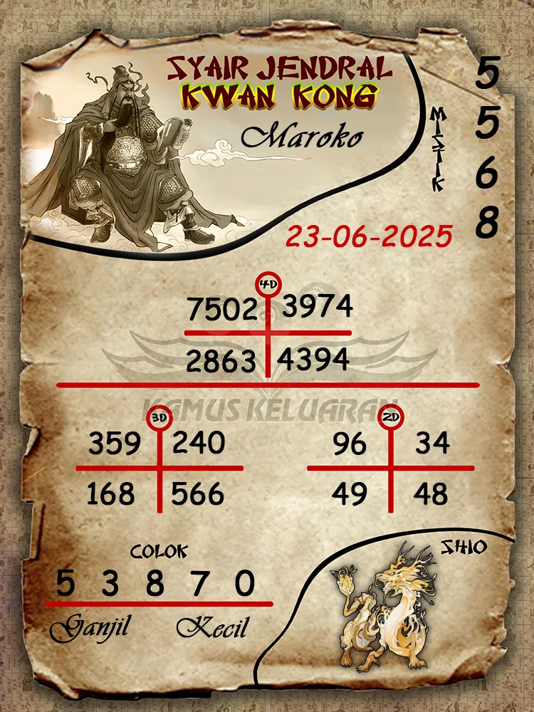 syair jendral kwan kong maroko 23 06 2025