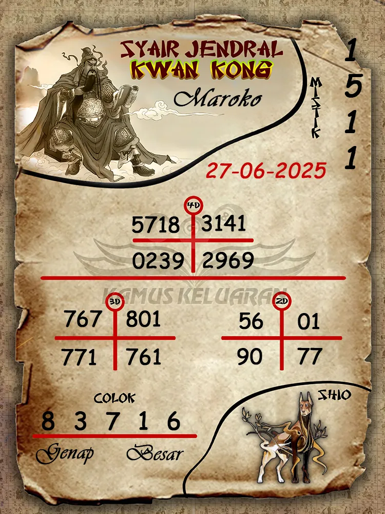 syair jendral kwan kong maroko 27 06 2025