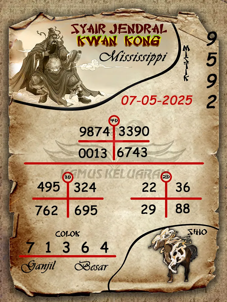 syair jendral kwan kong mississippi 07 05 2025