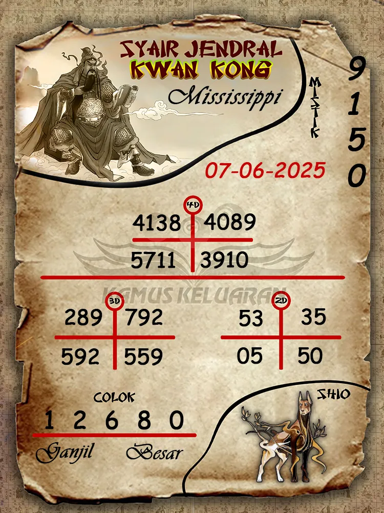 syair jendral kwan kong mississippi 07 06 2025