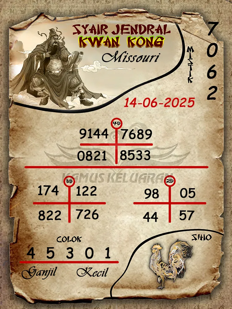 syair jendral kwan kong missouri 14 06 2025