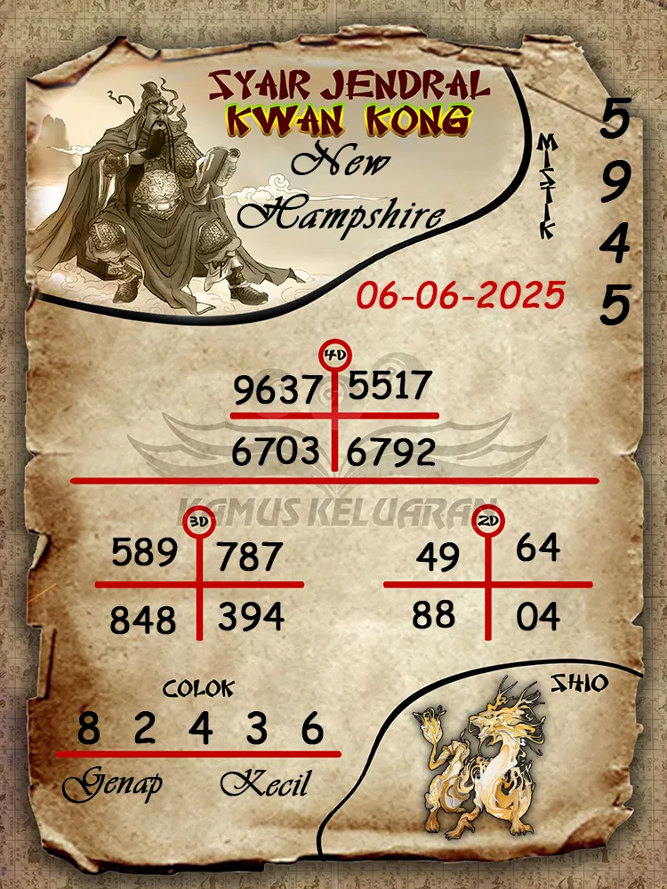 syair jendral kwan kong new hampshire 06 06 2025