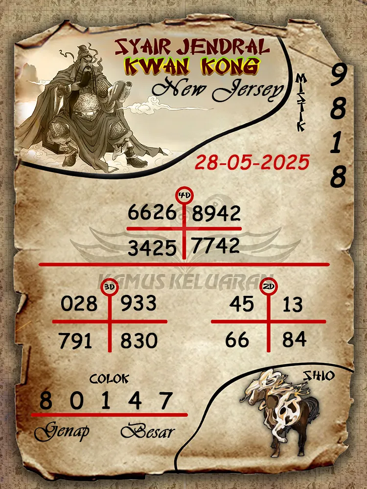 syair jendral kwan kong new jersey 28 05 2025