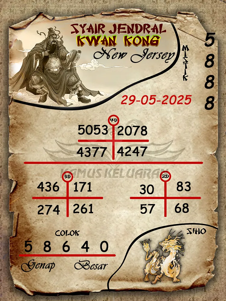 syair jendral kwan kong new jersey 29 05 2025