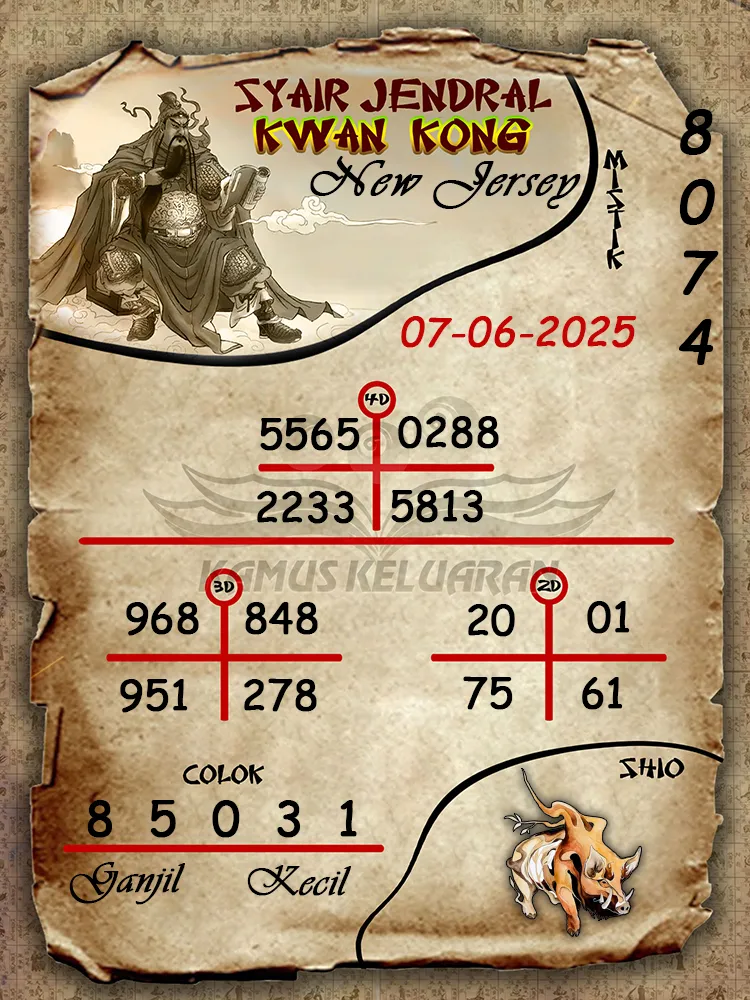 syair jendral kwan kong new jersey 07 06 2025