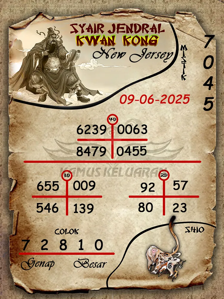 syair jendral kwan kong new jersey 09 06 2025