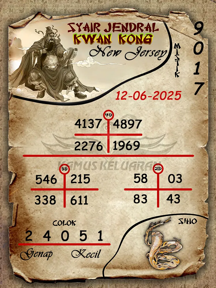 syair jendral kwan kong new jersey 12 06 2025