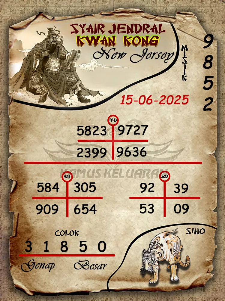 syair jendral kwan kong new jersey 15 06 2025