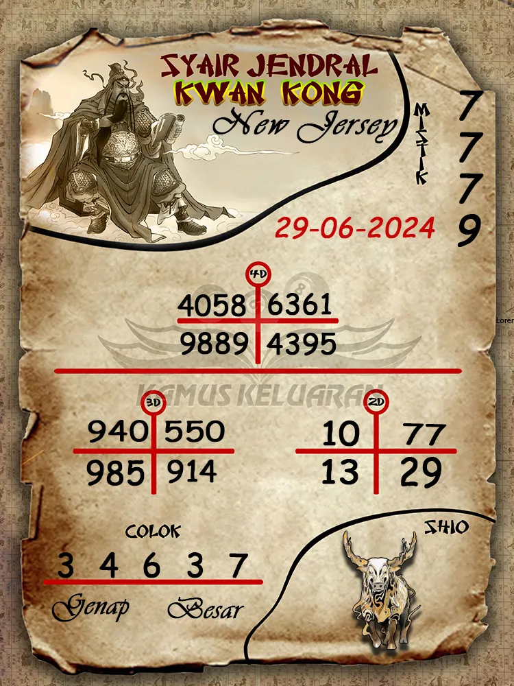 syair jendral kwan kong New Jersey 29 06 2025