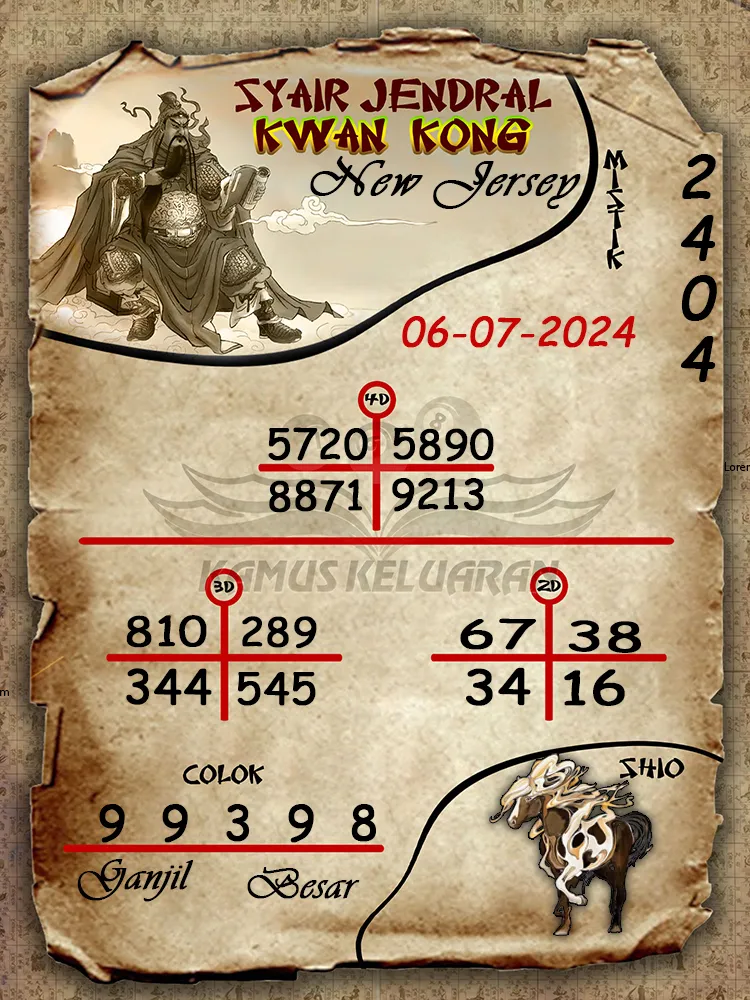syair jendral kwan kong New Jersey 06 07 2025