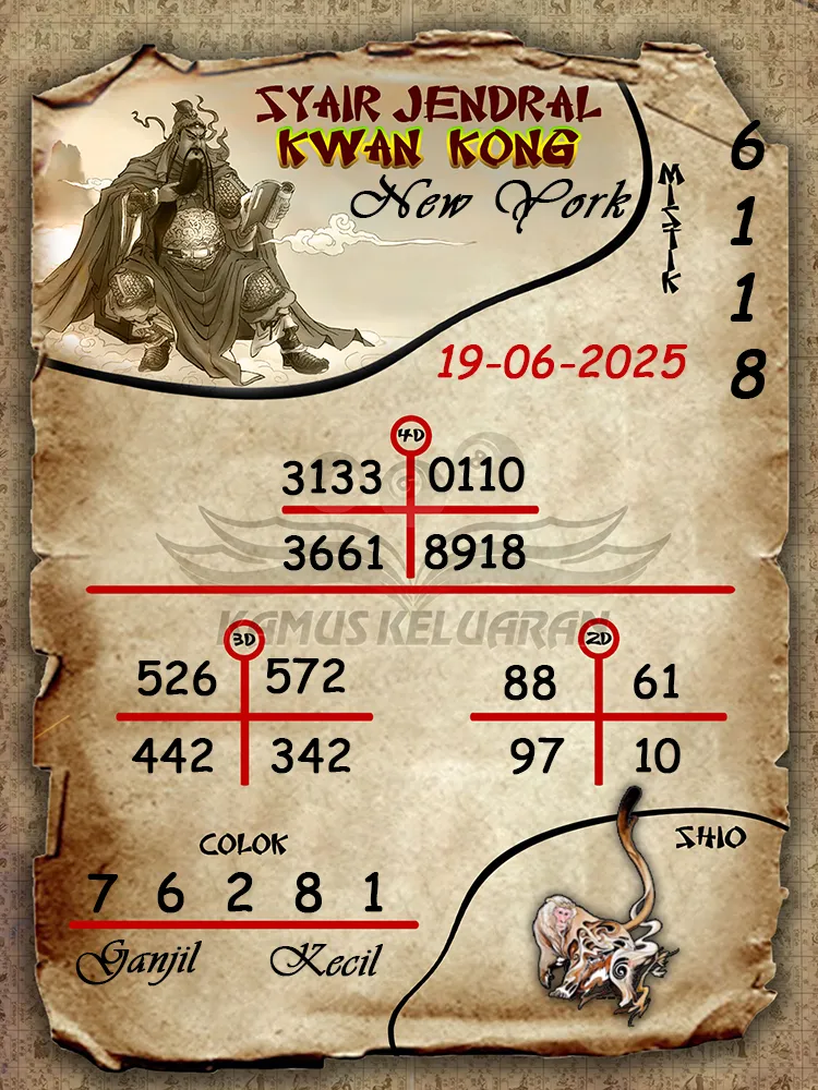 syair jendral kwan kong new york 19 06 2025