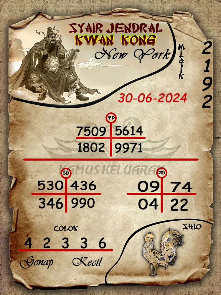 syair jendral kwan kong New York 30 06 2025