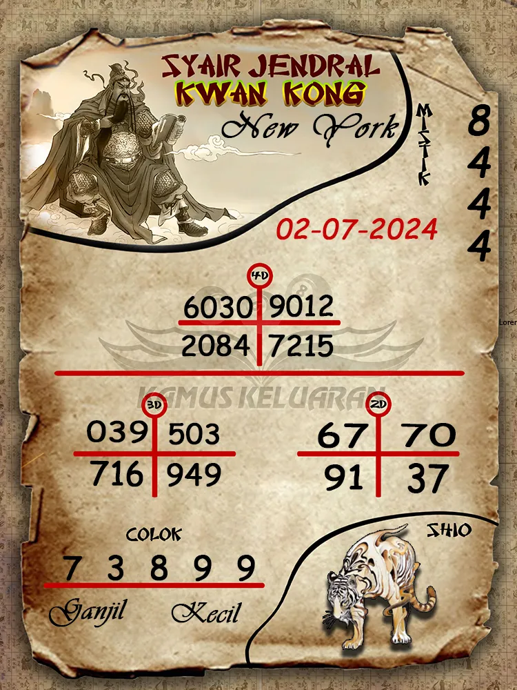 syair jendral kwan kong New York 02 07 2025