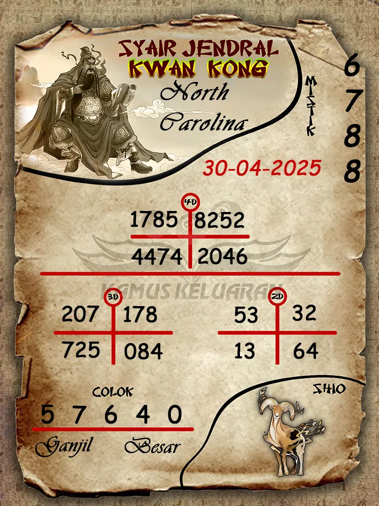 syair jendral kwan kong north carolina 30 04 2025