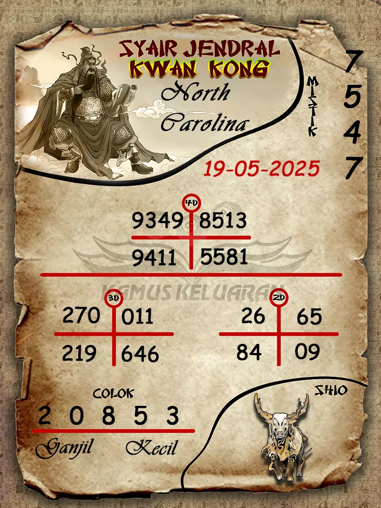 syair jendral kwan kong north carolina 19 05 2025
