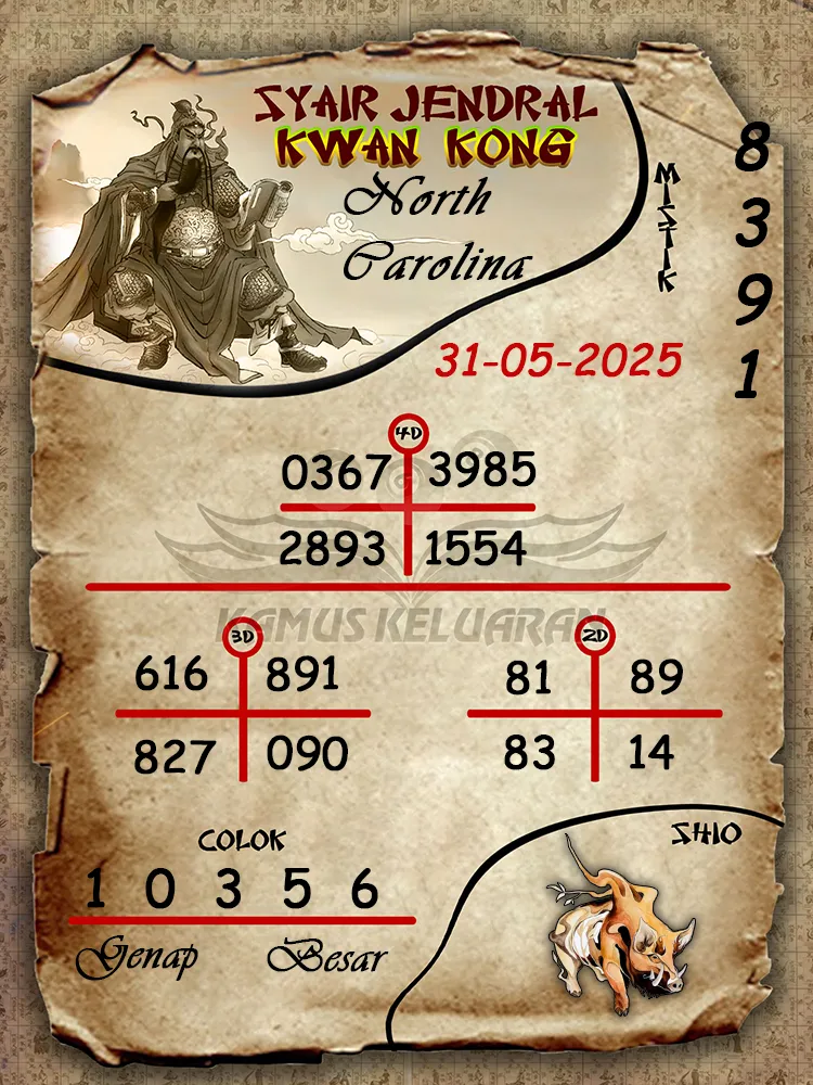 syair jendral kwan kong north carolina 31 05 2025