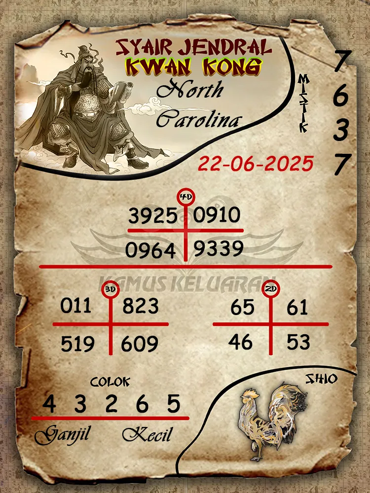 syair jendral kwan kong north carolina 22 06 2025
