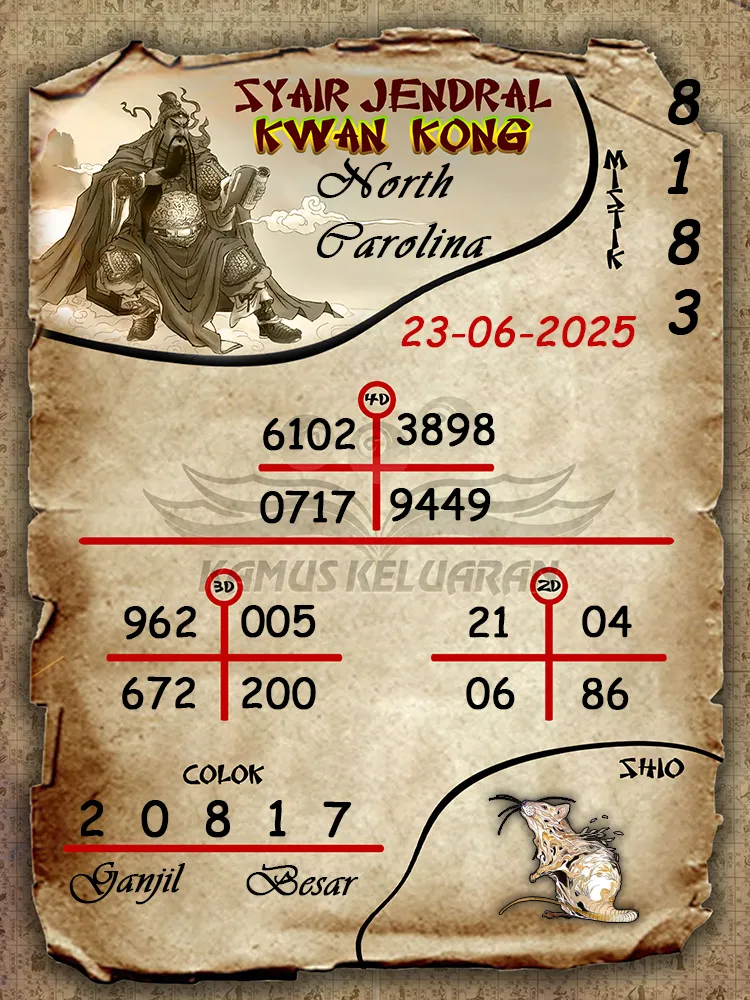 syair jendral kwan kong north carolina 23 06 2025