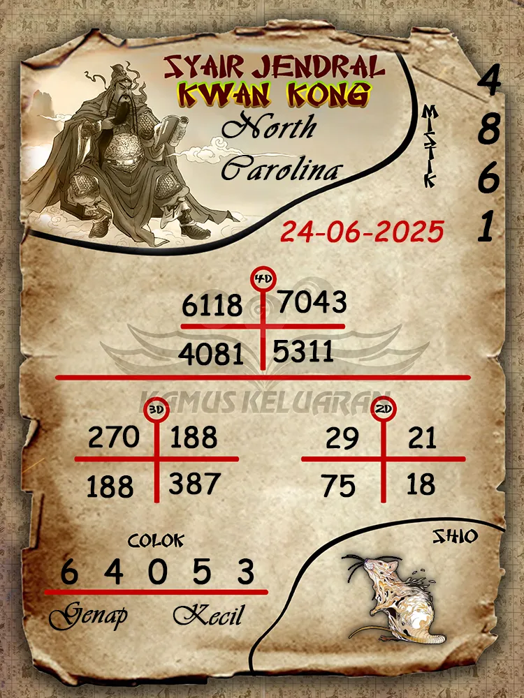 syair jendral kwan kong north carolina 24 06 2025