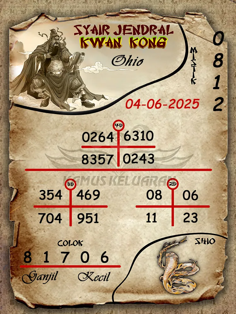 syair jendral kwan kong ohio 04 06 2025