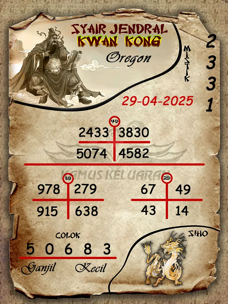 syair jendral kwan kong oregon 29 04 2025
