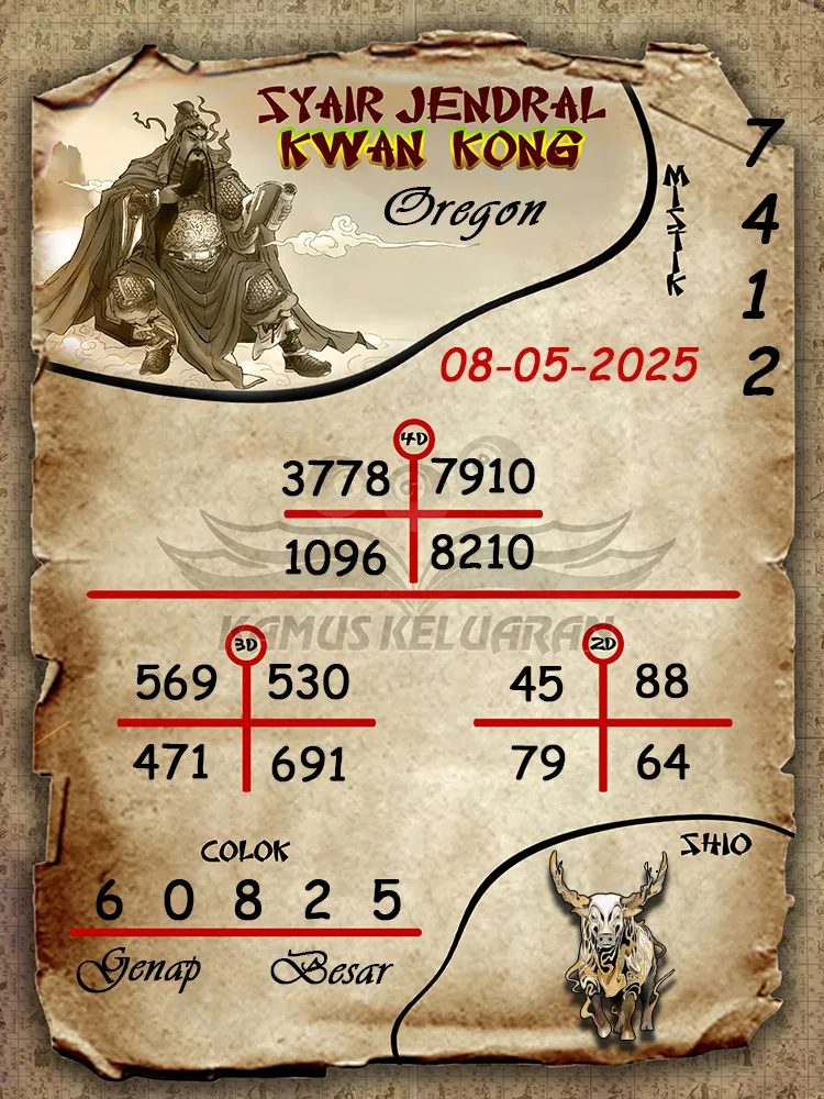 syair jendral kwan kong oregon 08 05 2025
