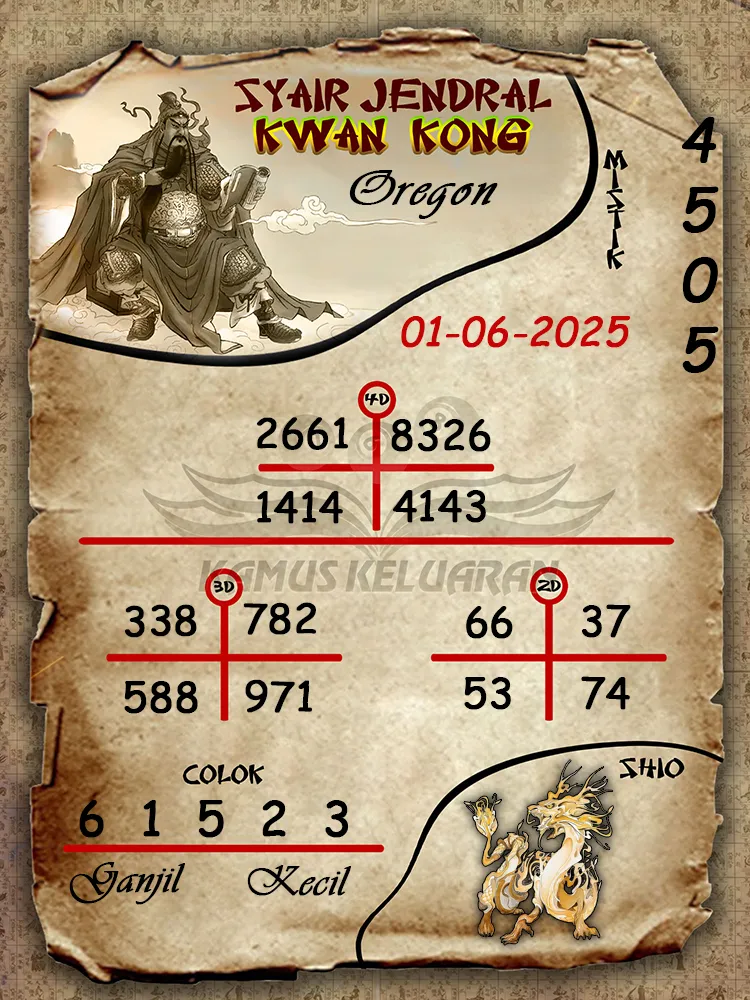 syair jendral kwan kong oregon 01 06 2025