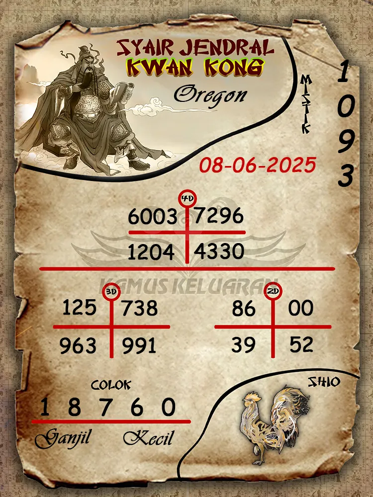syair jendral kwan kong oregon 08 06 2025