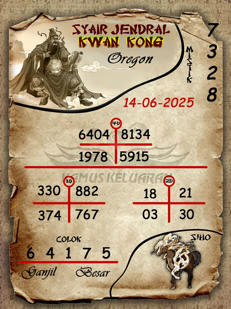syair jendral kwan kong oregon 14 06 2025
