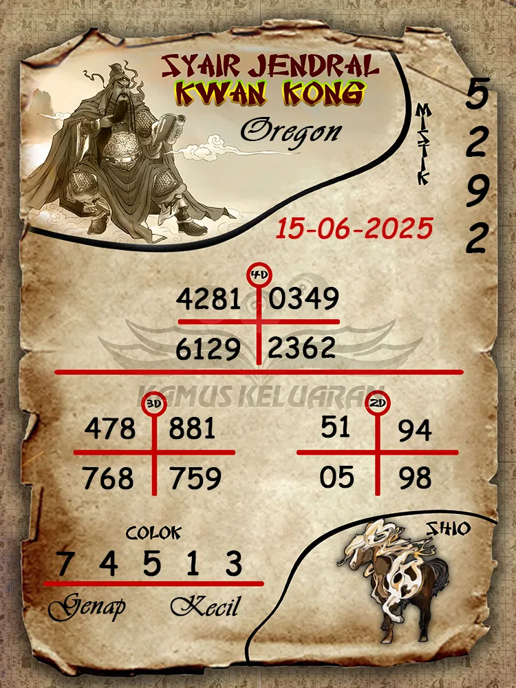 syair jendral kwan kong oregon 15 06 2025
