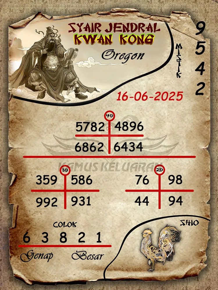 syair jendral kwan kong oregoon 16 06 2025