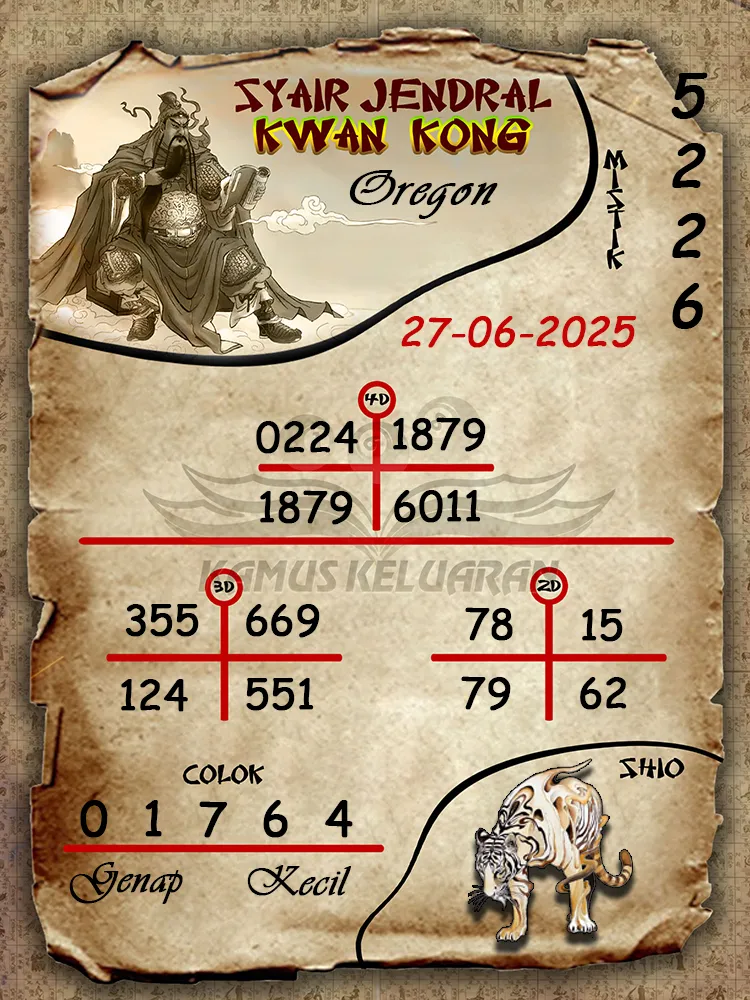 syair jendral kwan kong oregon 27 06 2025