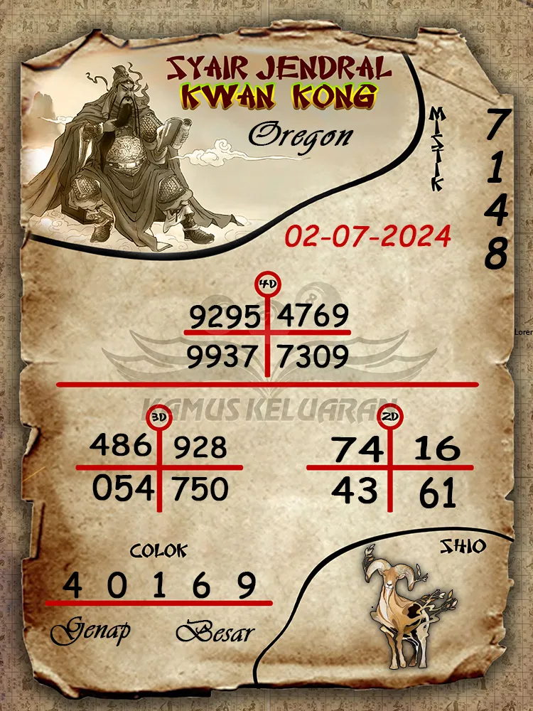 syair jendral kwan kong Oregon 02 07 2025
