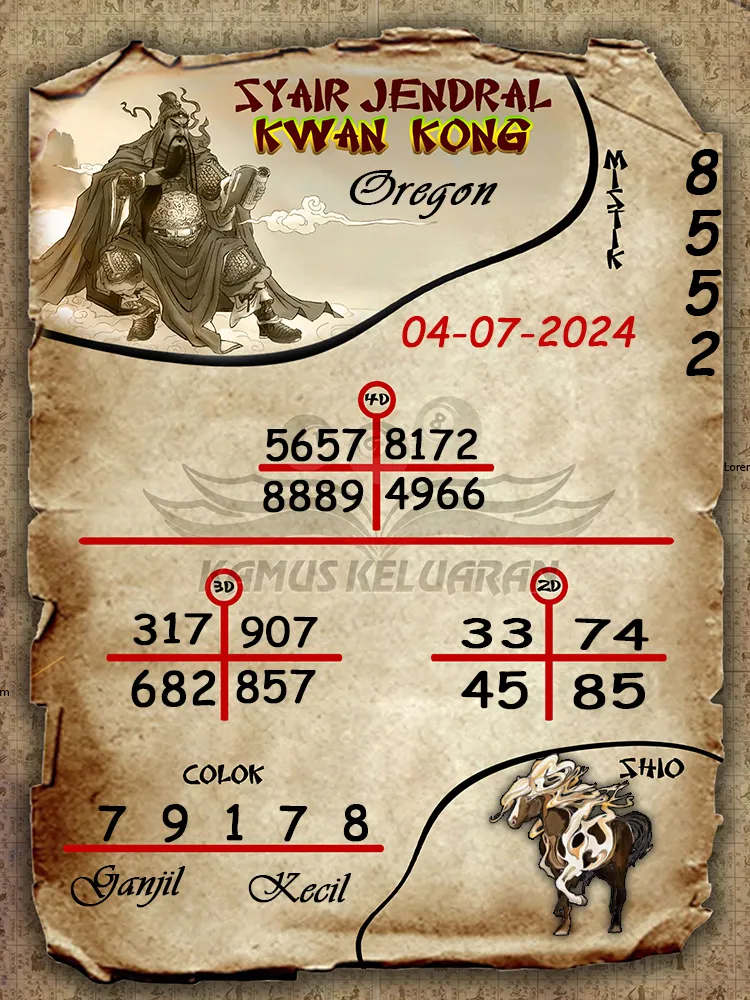 syair jendral kwan kong Oregon 04 07 2025