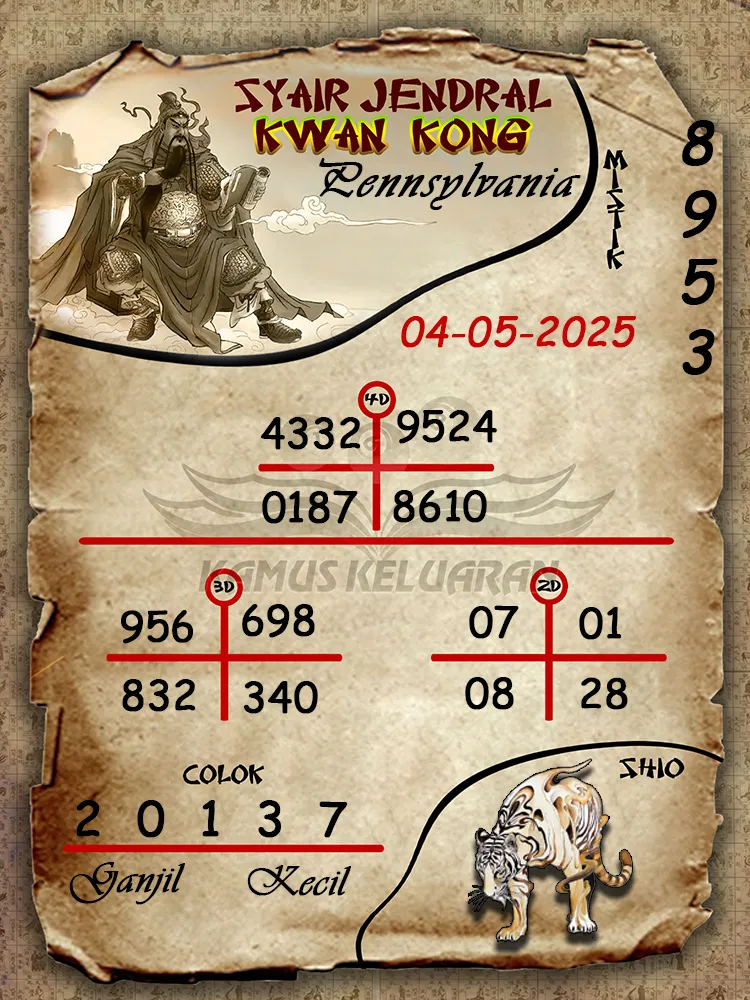 syair jendral kwan kong pennsylvania 04 05 2025