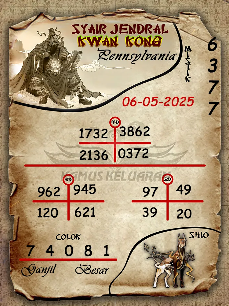 syair jendral kwan kong pennsylvania 06 05 2025